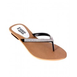 Black Fancy Rhinestones Flat Slipper RG-102